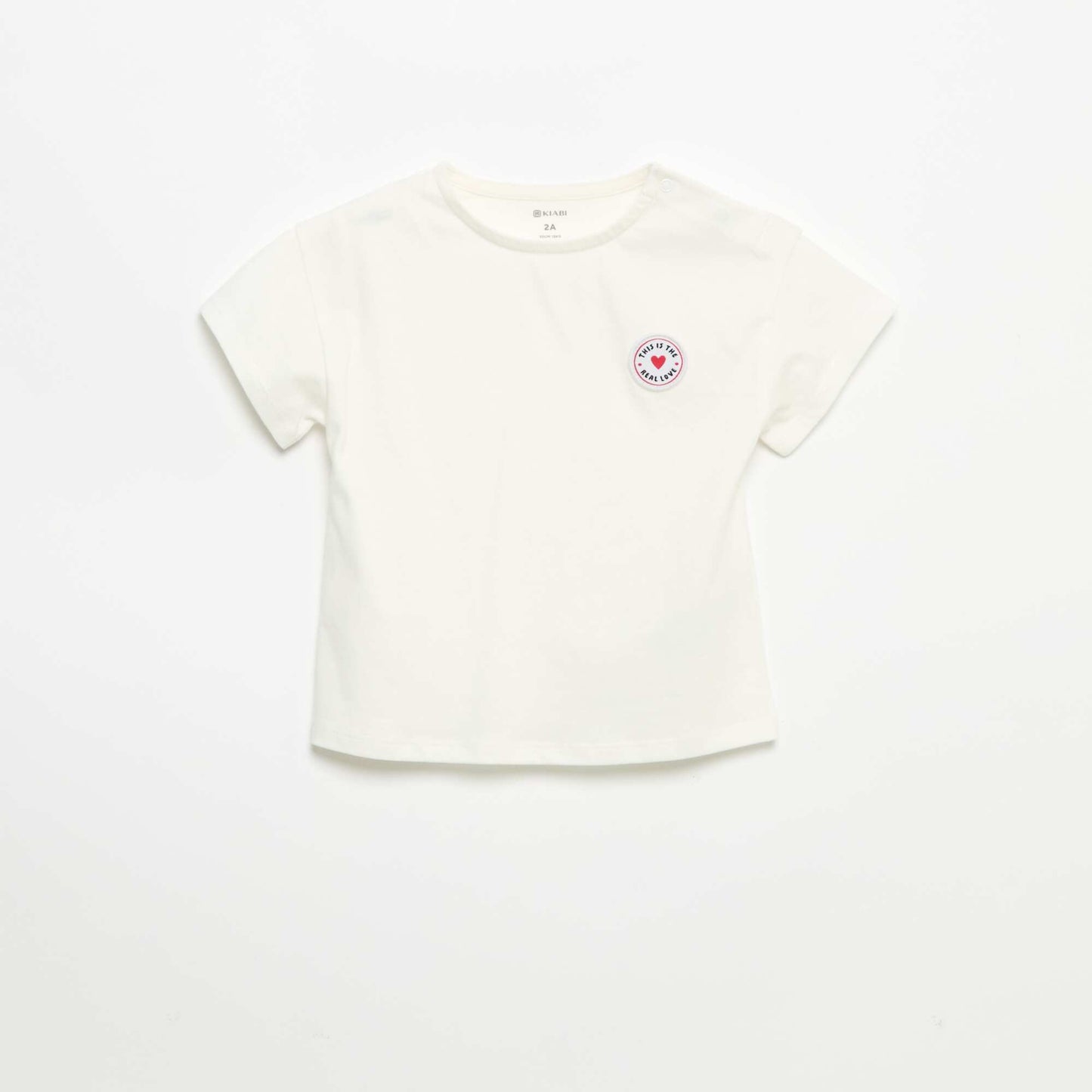 T-shirt à manches courtes avec cœur cousu BLANC