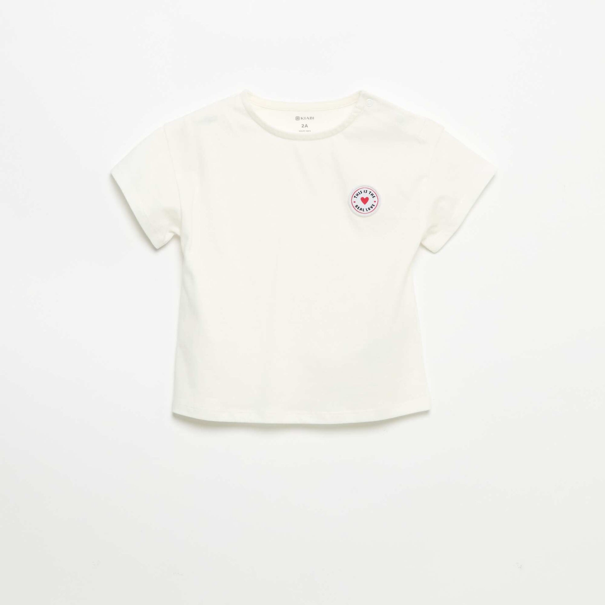T-shirt à manches courtes avec cœur cousu BLANC