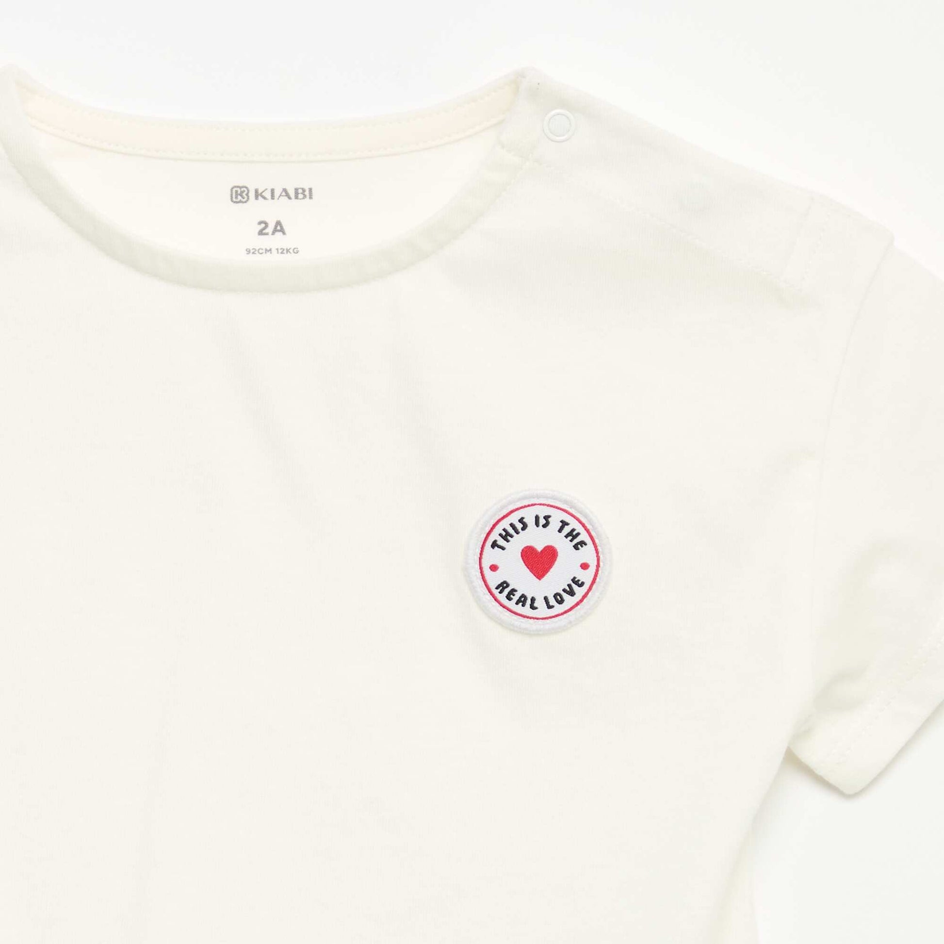 T-shirt à manches courtes avec cœur cousu BLANC