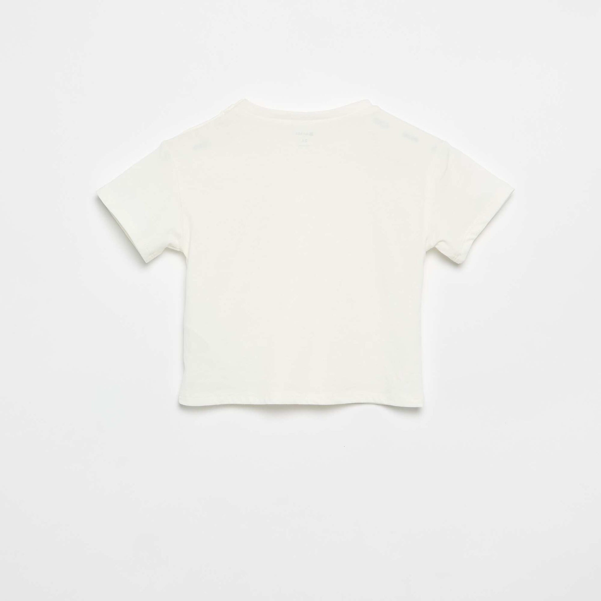 Tee-shirt à manches courtes avec fleurs sur l'épaule BLANC