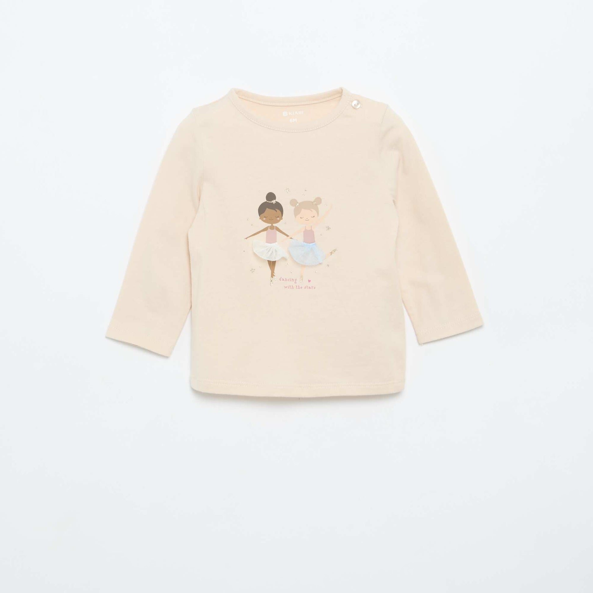 T-shirt en jersey à manches longues BEIGE
