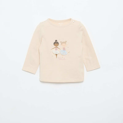 T-shirt en jersey à manches longues BEIGE