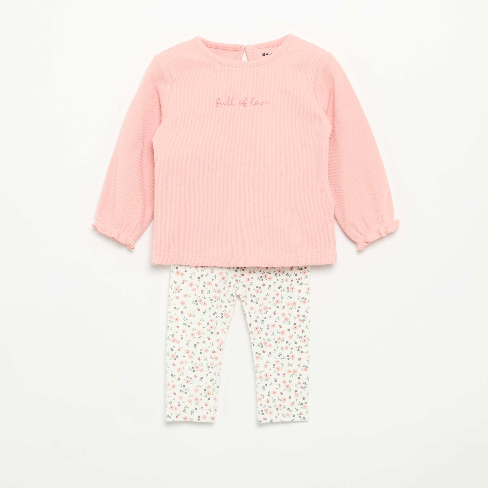 Ensemble 2 pièces - T-shirt à manches longues + legging ROSE