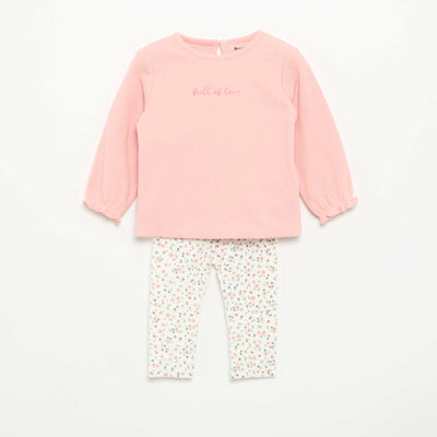 Ensemble 2 pièces - T-shirt à manches longues + legging ROSE