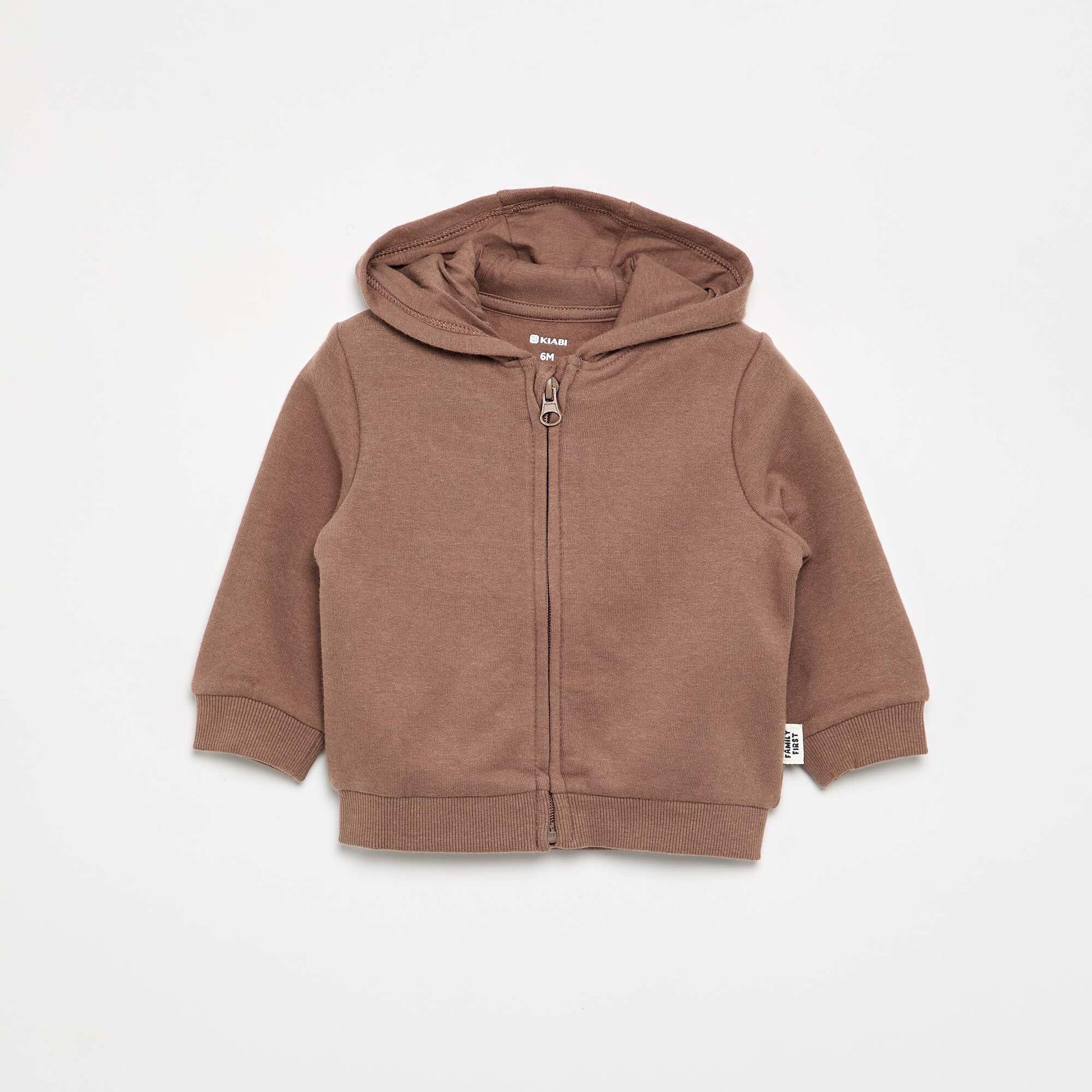 Sweat-shirt zippé à capuche MARRON