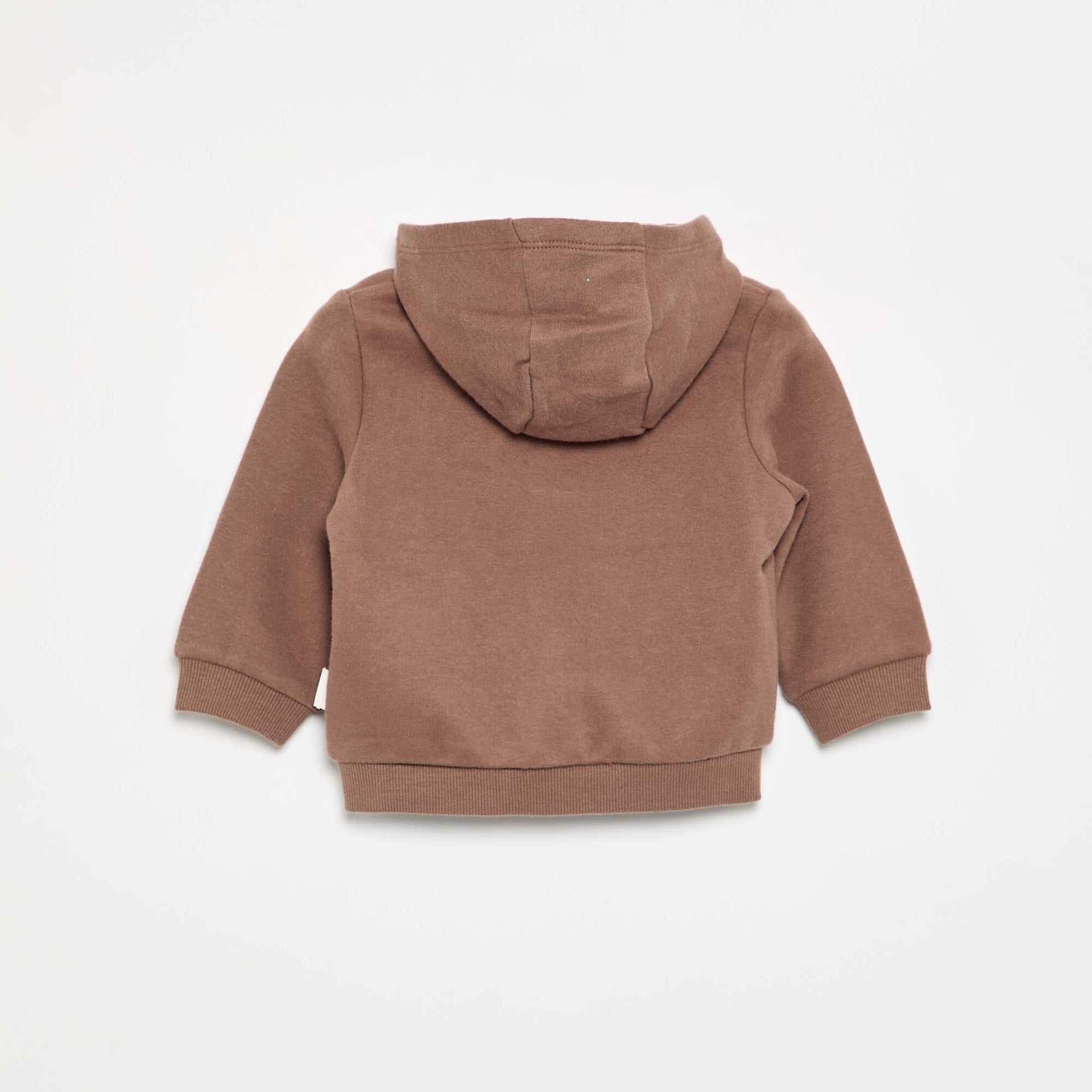 Sweat-shirt zippé à capuche MARRON
