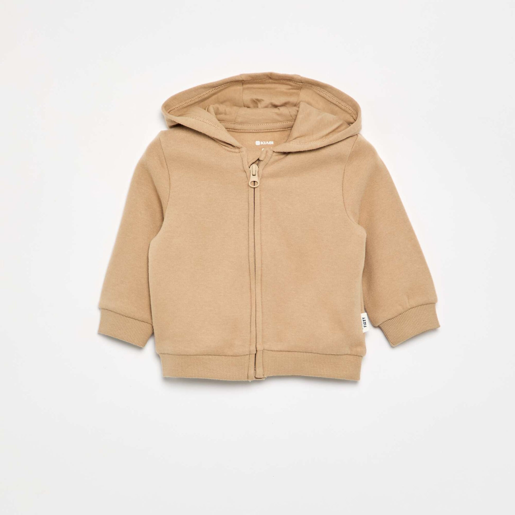 Sweat-shirt zippé à capuche BEIGE