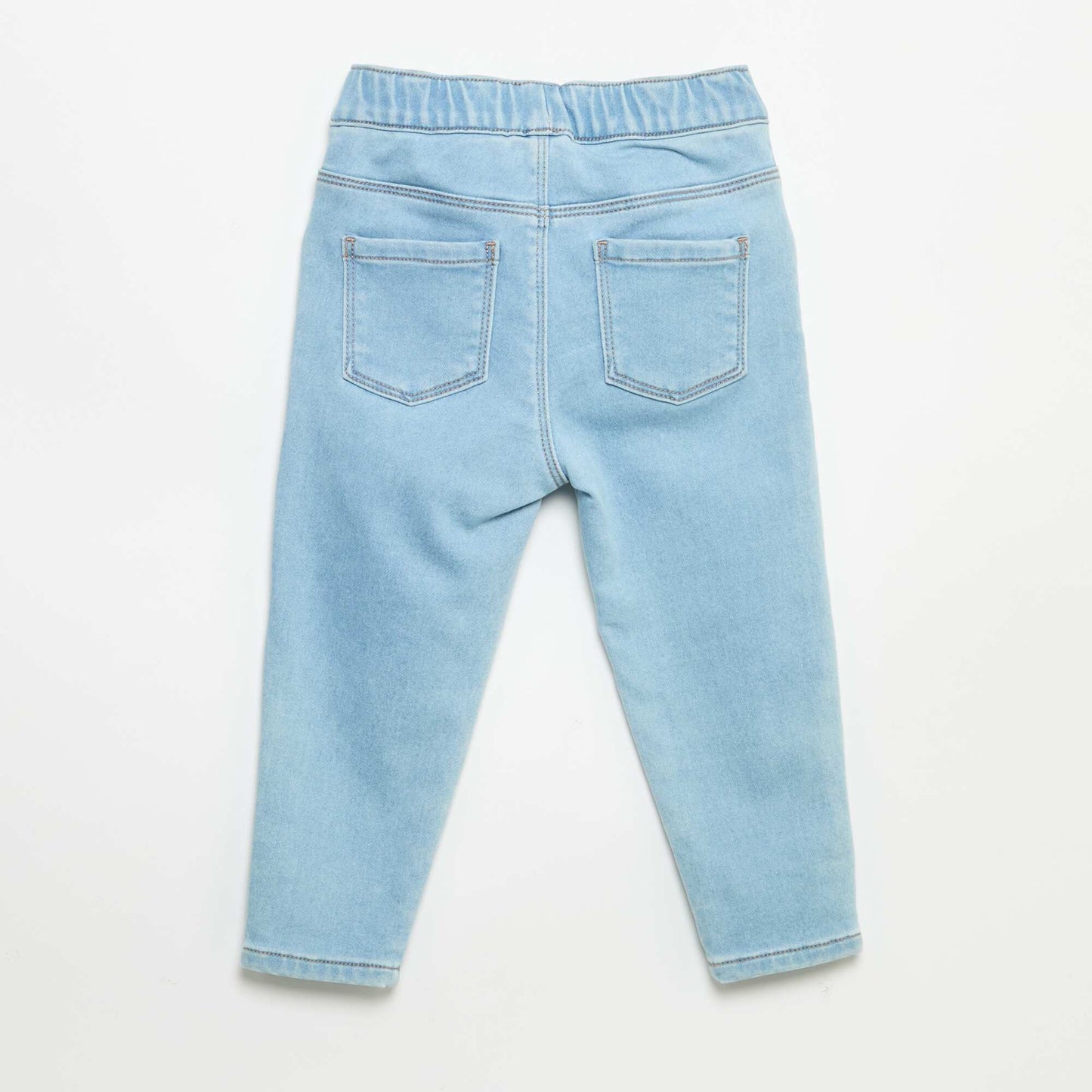 Pantalon denim avec revers à la base BLEU
