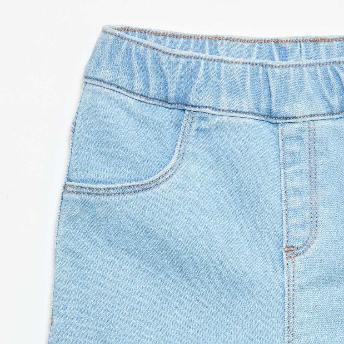 Pantalon denim avec revers à la base BLEU