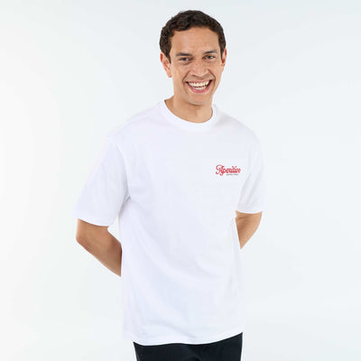 T-shirt à manches courtes avec imprimés et broderies recto/verso BLANC