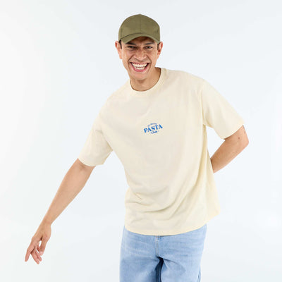 T-shirt à manches courtes avec imprimés et broderies recto/verso JAUNE