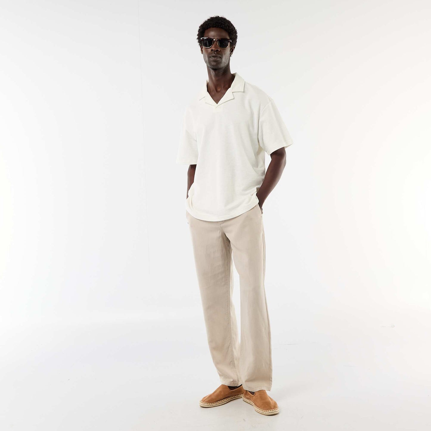 Polo en maille à manches courtes BLANC