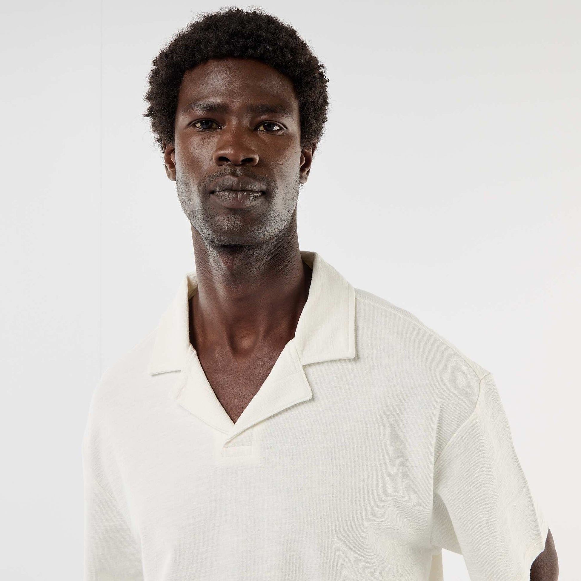 Polo en maille à manches courtes BLANC
