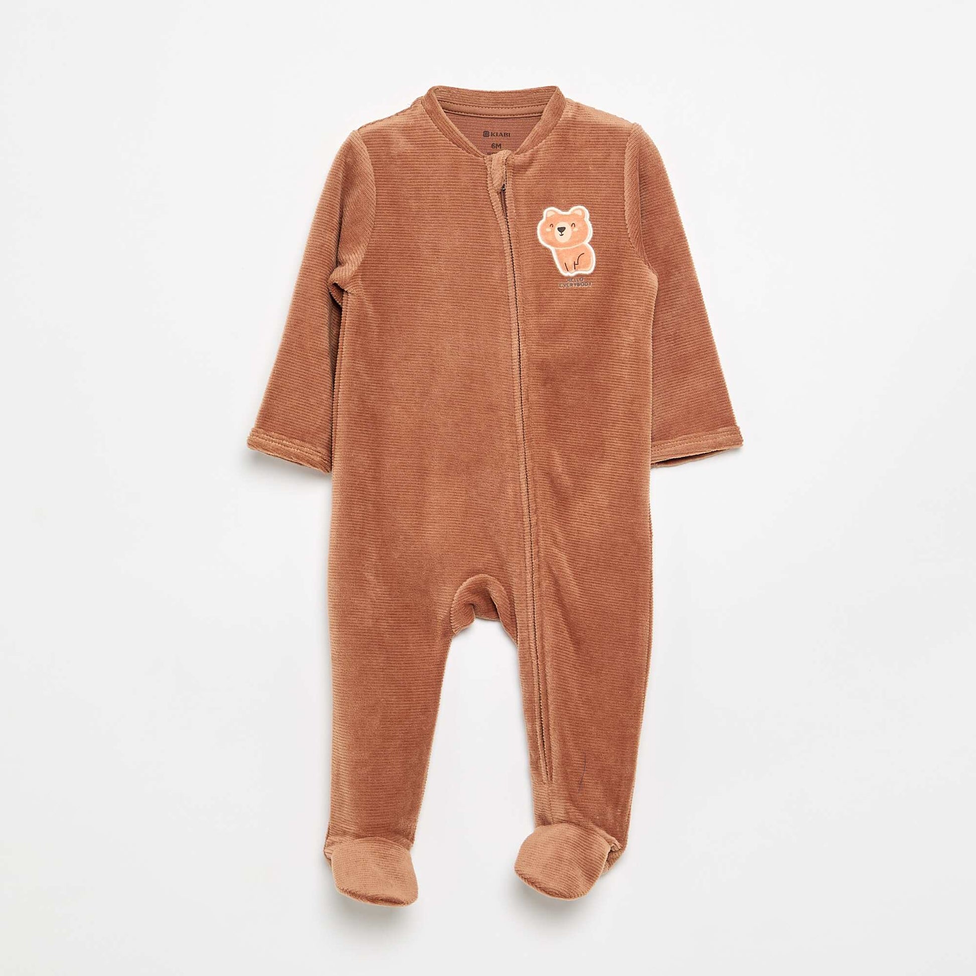 Pyjama dors bien en velours MARRON