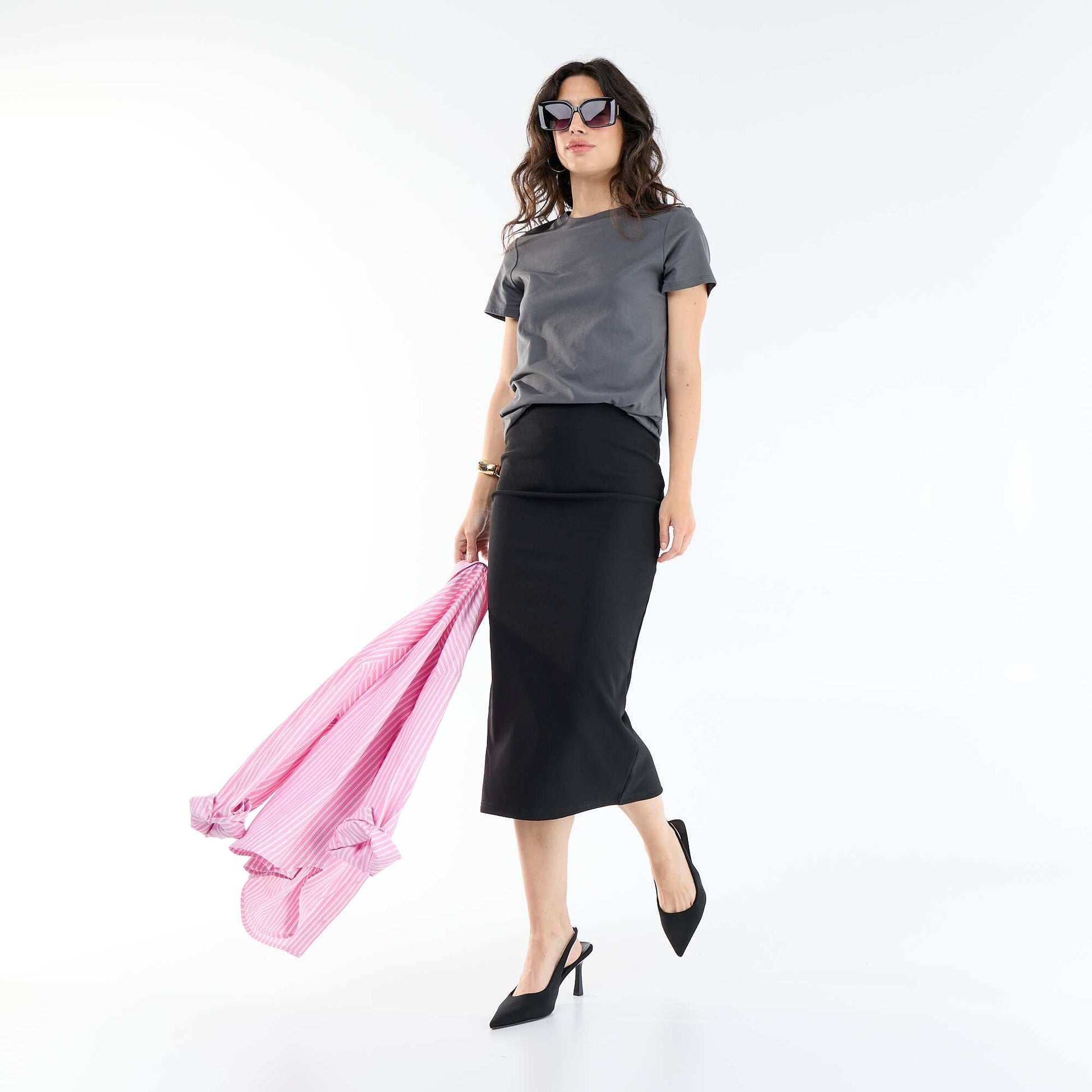 Jupe midi forme crayon NOIR
