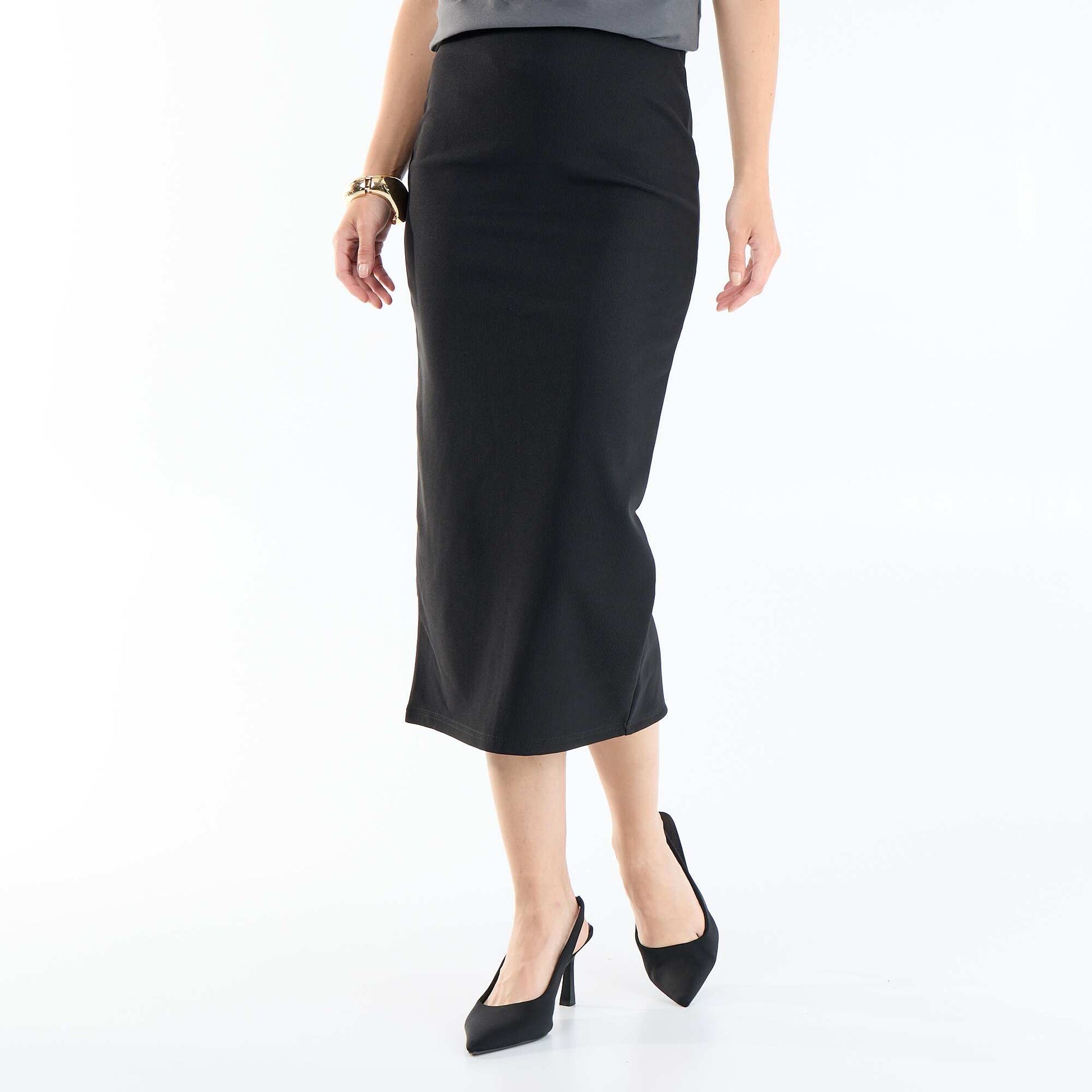 Jupe midi forme crayon NOIR