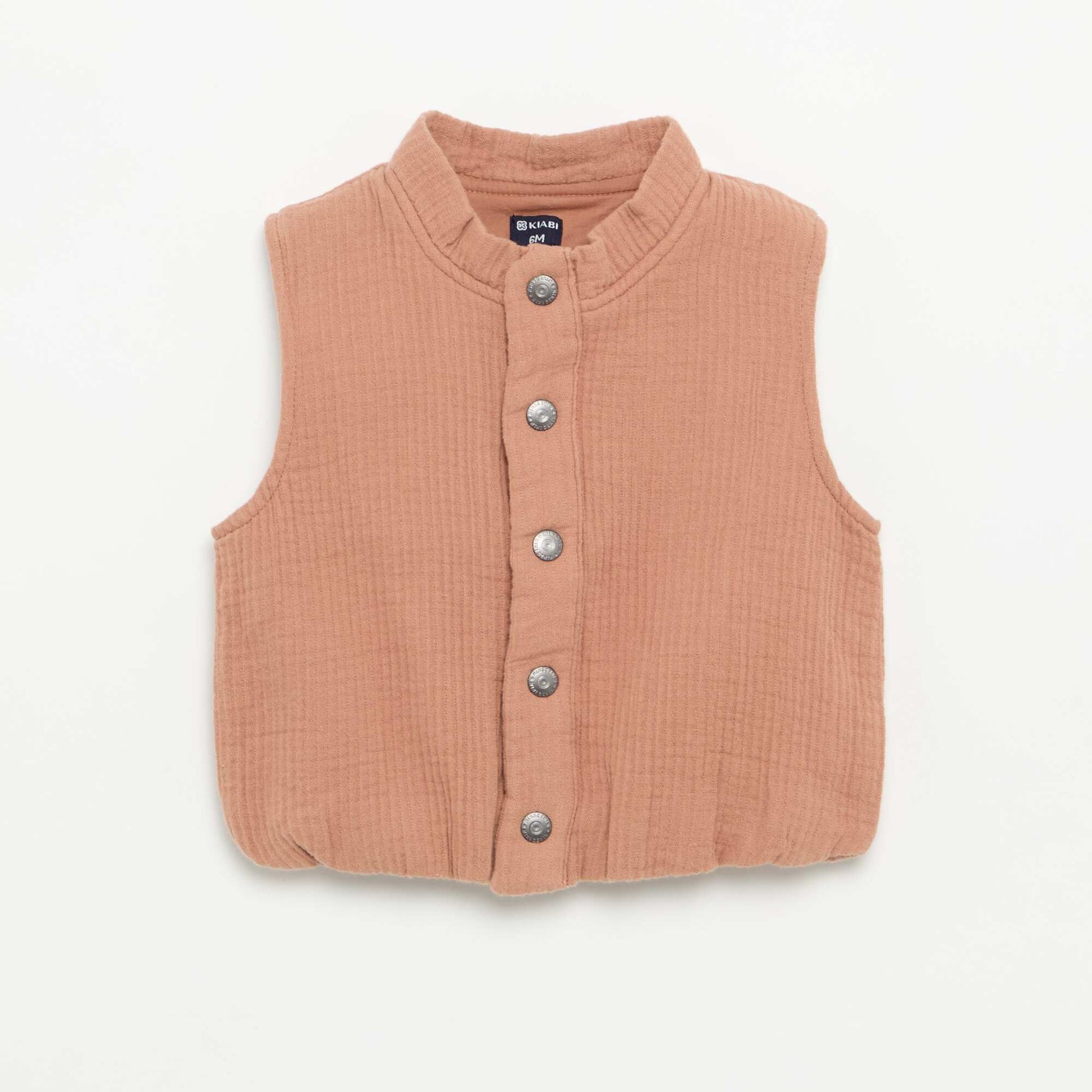 Gilet sans manches en double gaze de coton MARRON