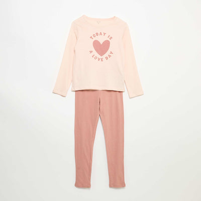 Pyjama long en jersey de coton - 2 pièces ROSE