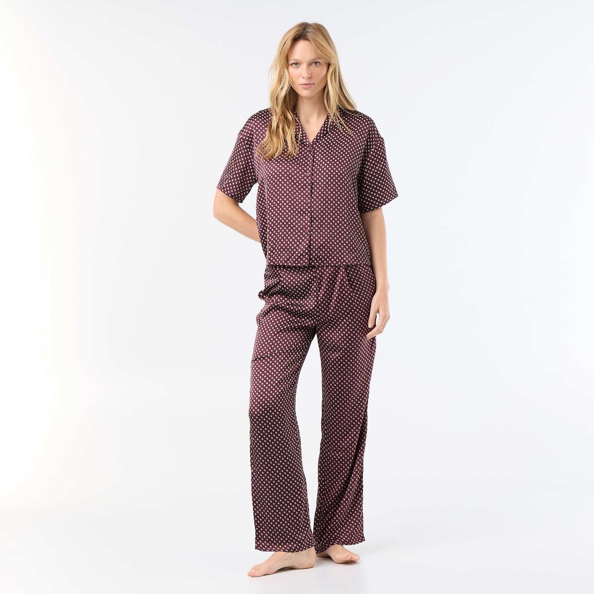 Pyjama imprimé en maille légère ROUGE