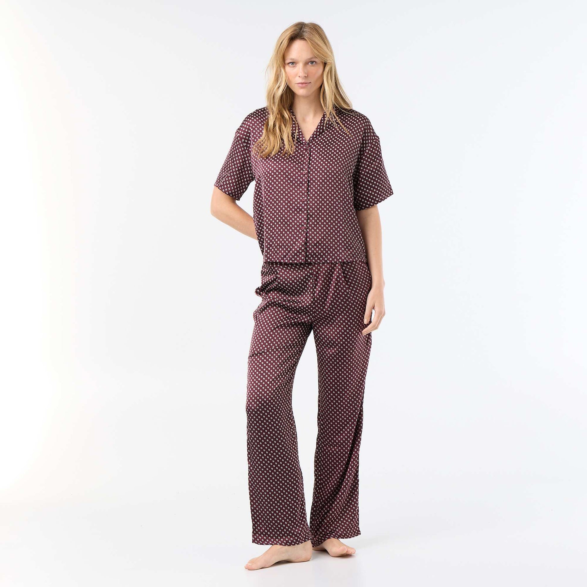 Pyjama imprimé en maille légère ROUGE