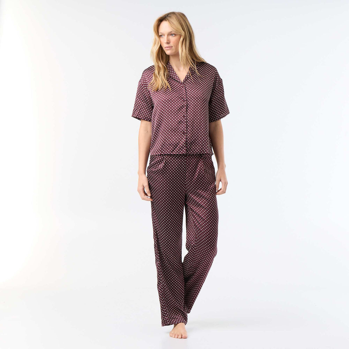 Pyjama imprimé en maille légère ROUGE