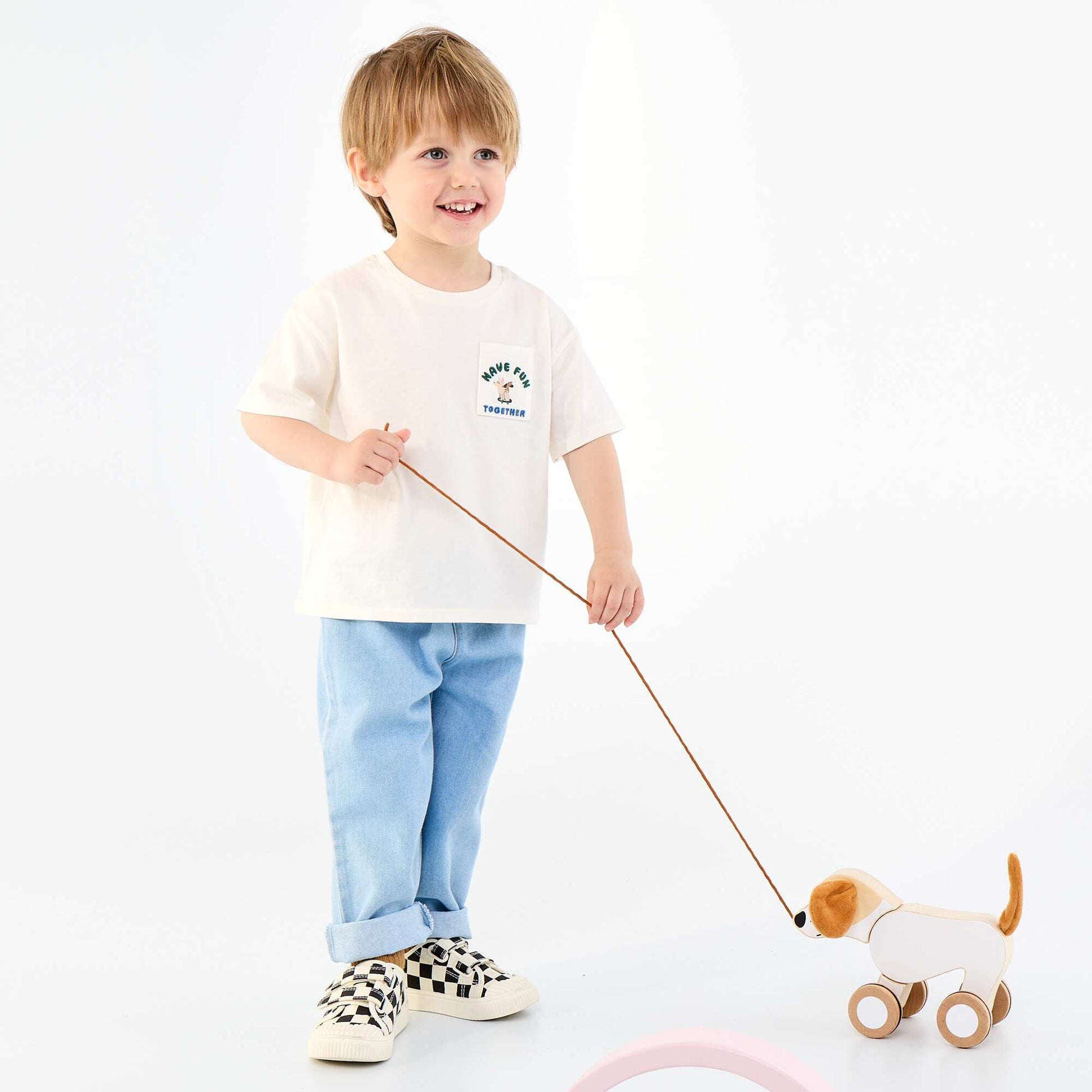 Ensemble t-shirt + pantalon denim - 2 pièces BLANC
