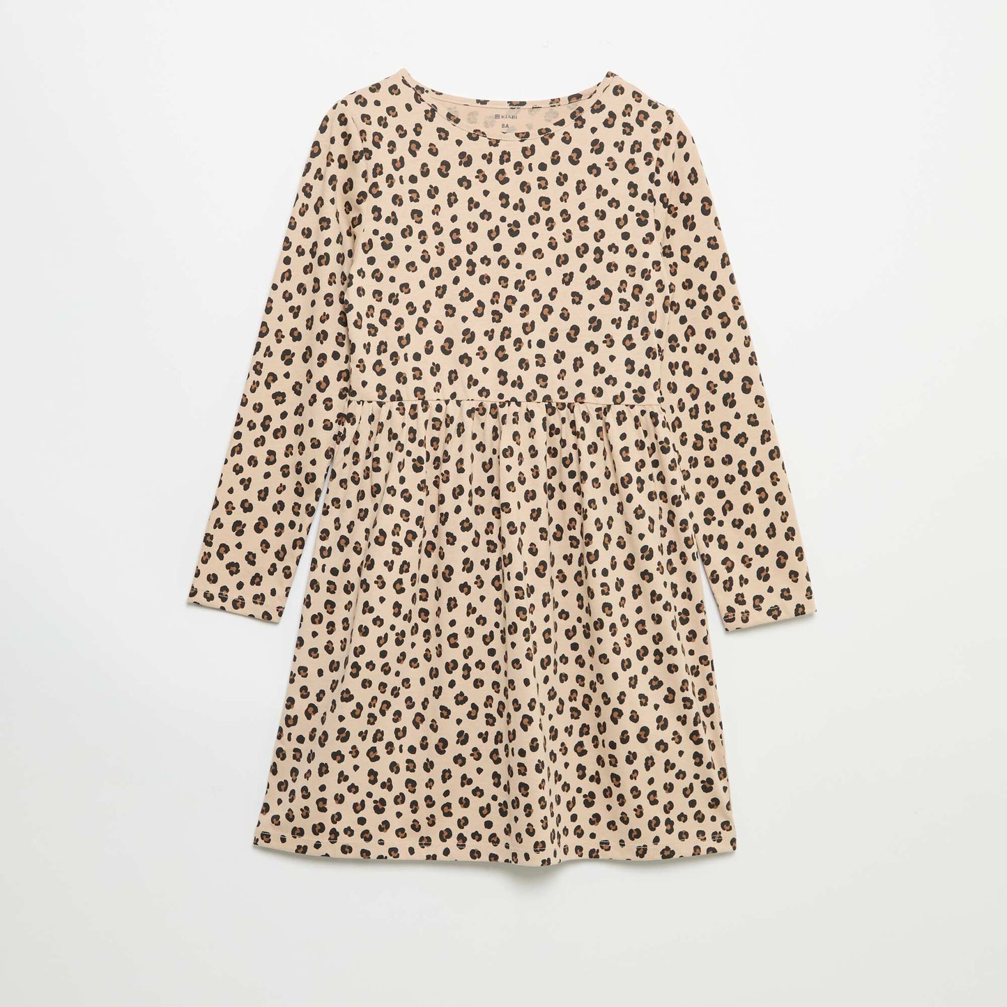 Robe à manches longues en jersey de coton BEIGE
