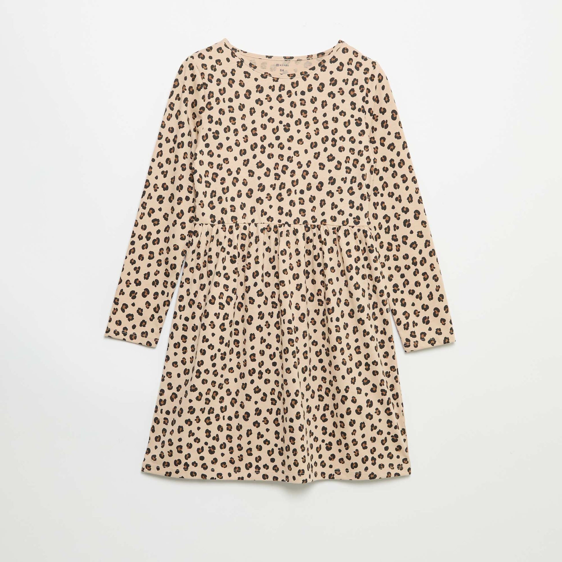 Robe à manches longues en jersey de coton BEIGE