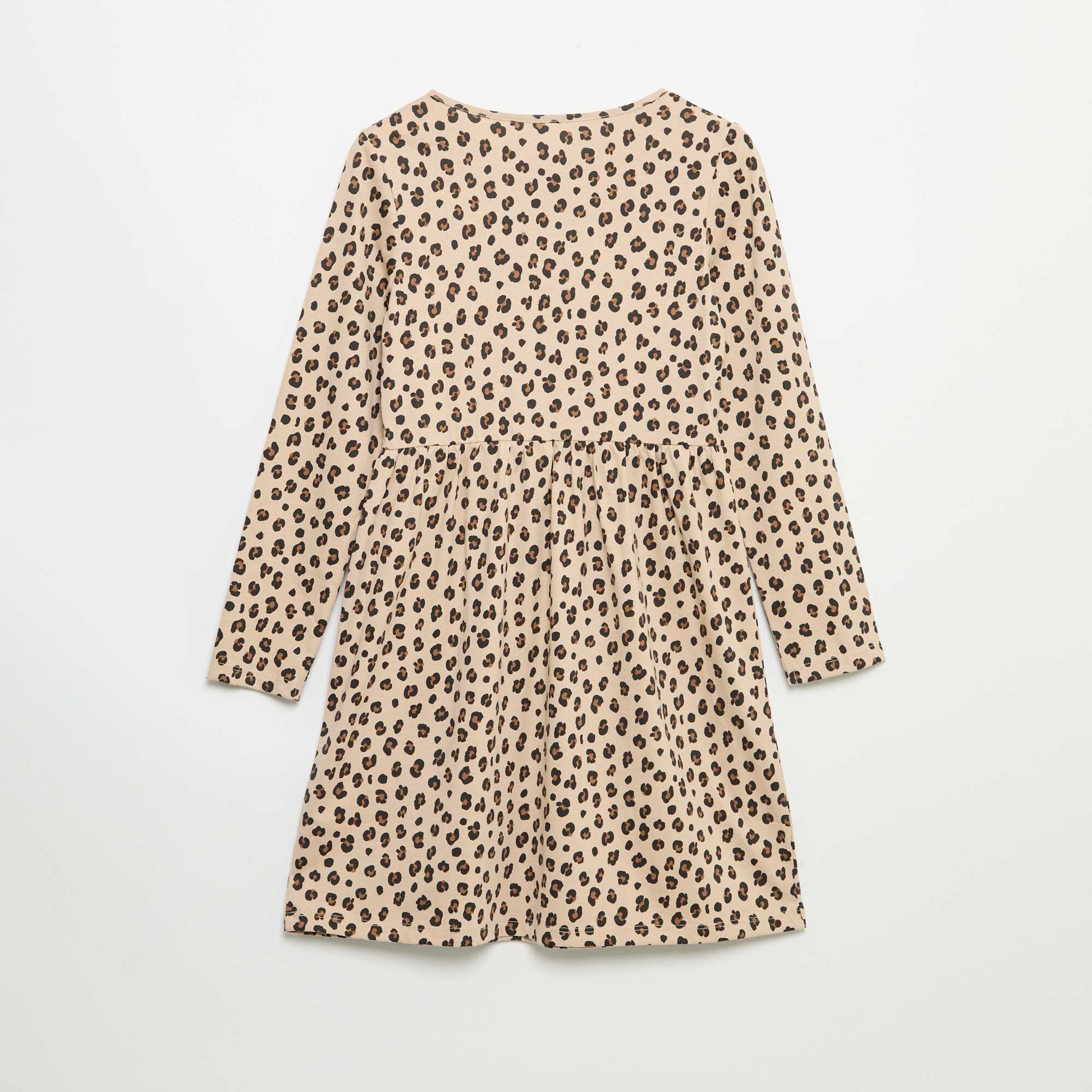 Robe à manches longues en jersey de coton BEIGE