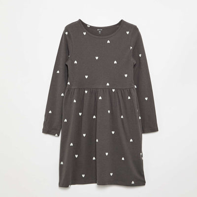 Robe à manches longues en jersey de coton NOIR