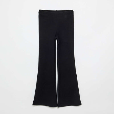 Legging flare en maille côtelée NOIR