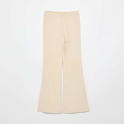 Legging flare en maille côtelée BEIGE