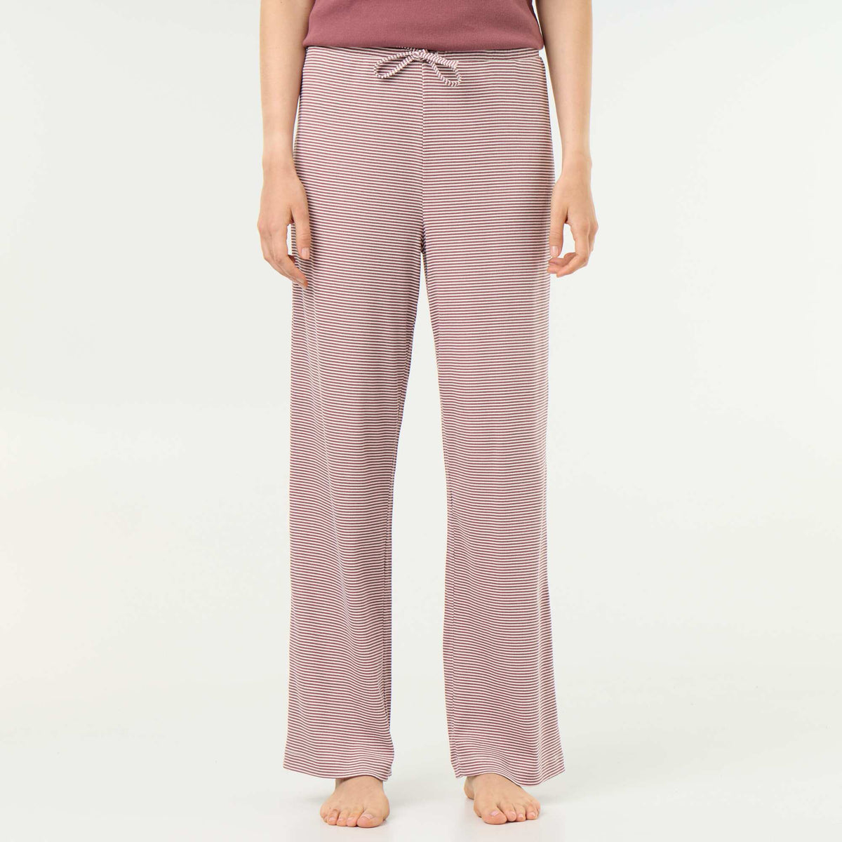 Pantalon de pyjama en maille côtelée MARRON CLAIR