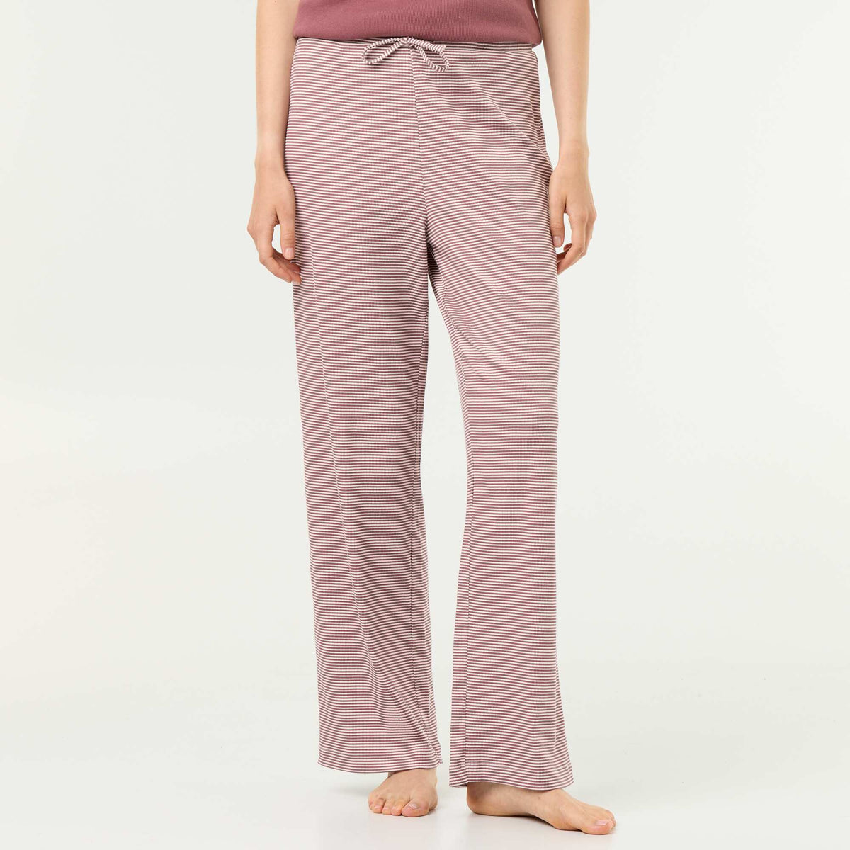 Pantalon de pyjama en maille côtelée MARRON CLAIR