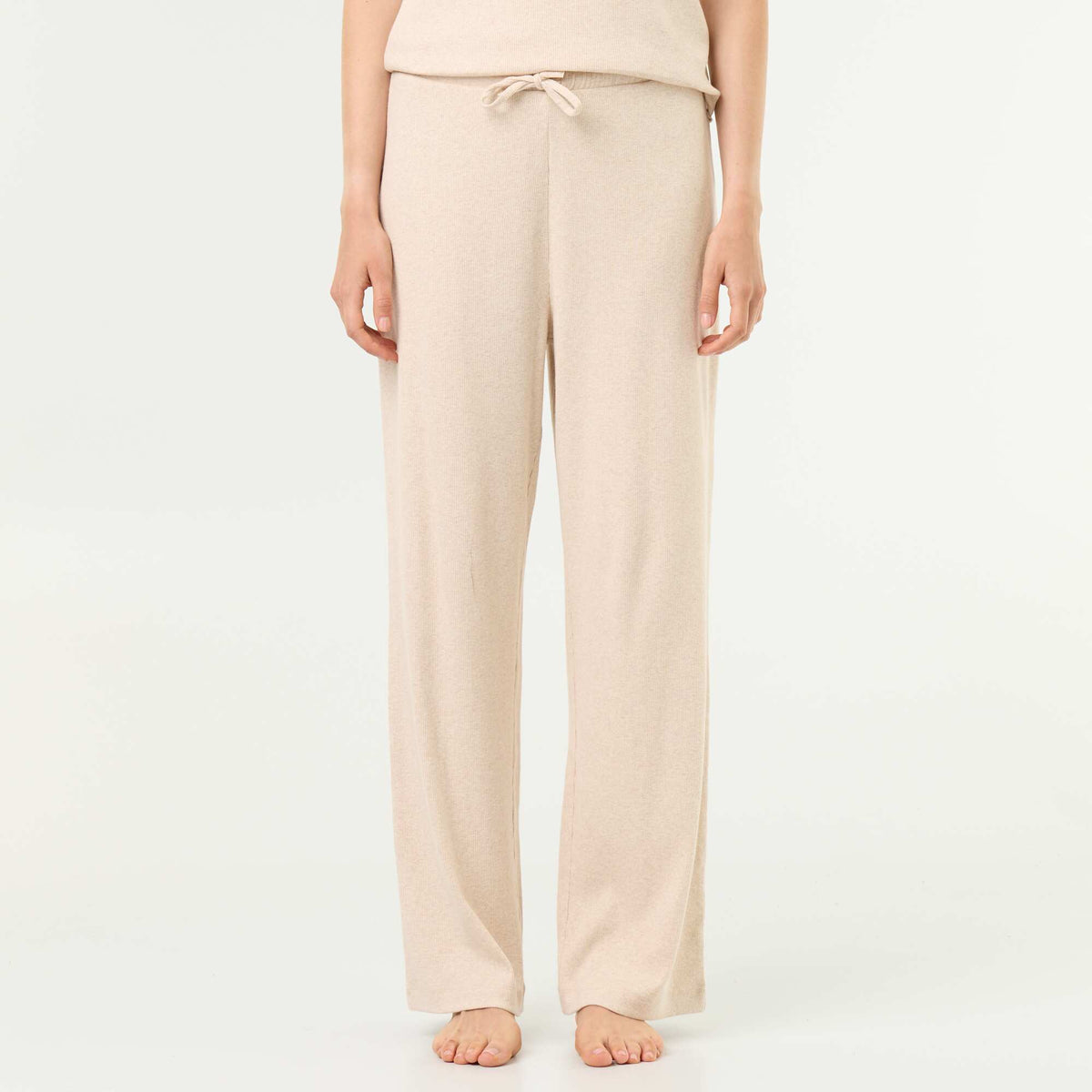 Pantalon de pyjama en maille côtelée BEIGE