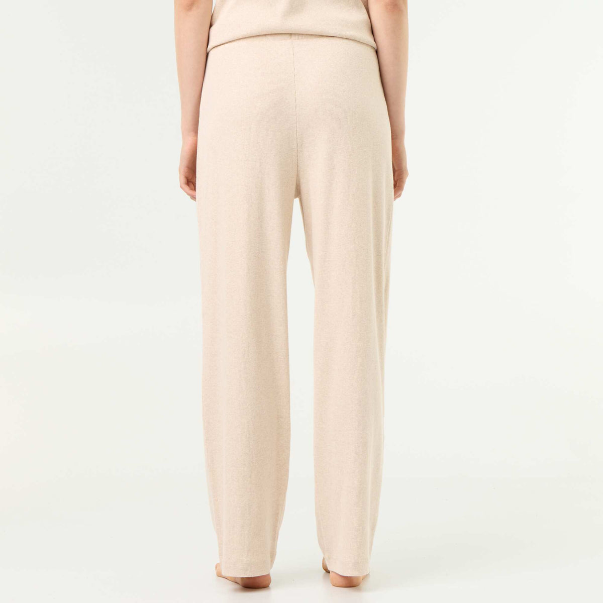 Pantalon de pyjama en maille côtelée BEIGE