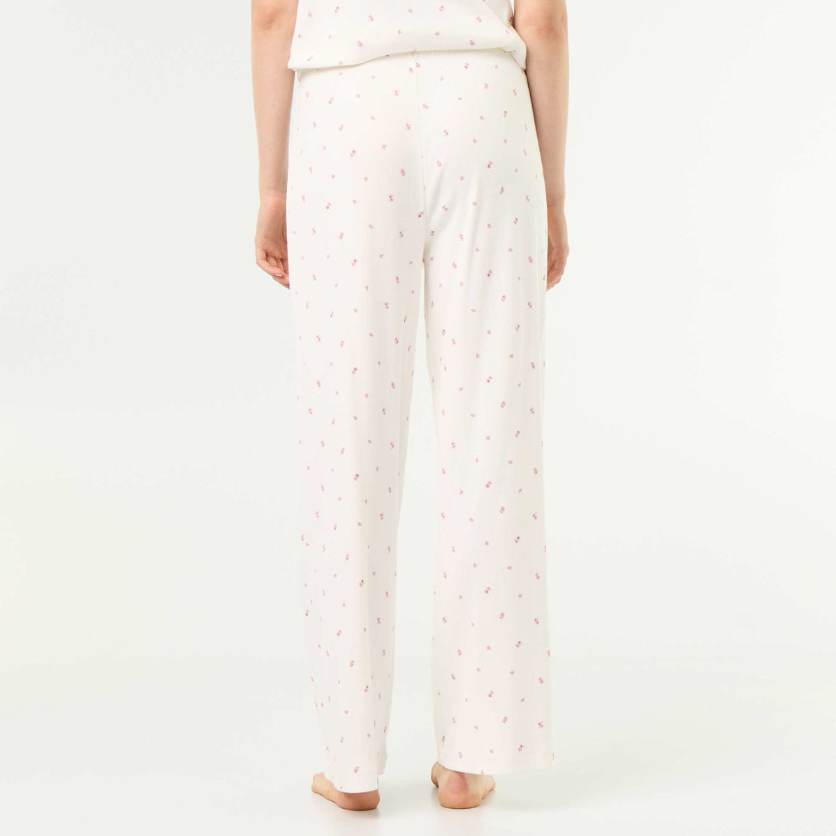 Pantalon de pyjama en maille côtelée BLANC