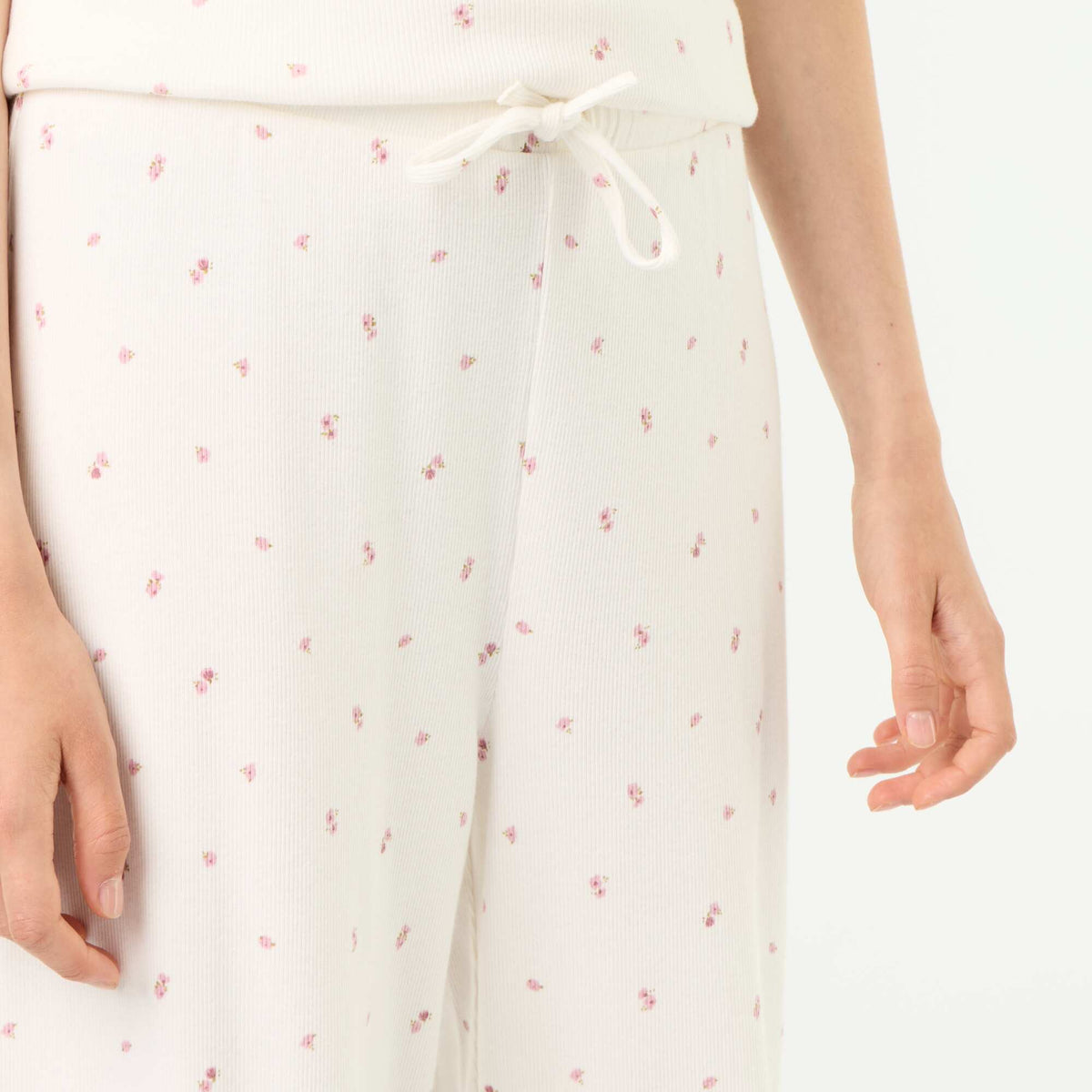 Pantalon de pyjama en maille côtelée BLANC