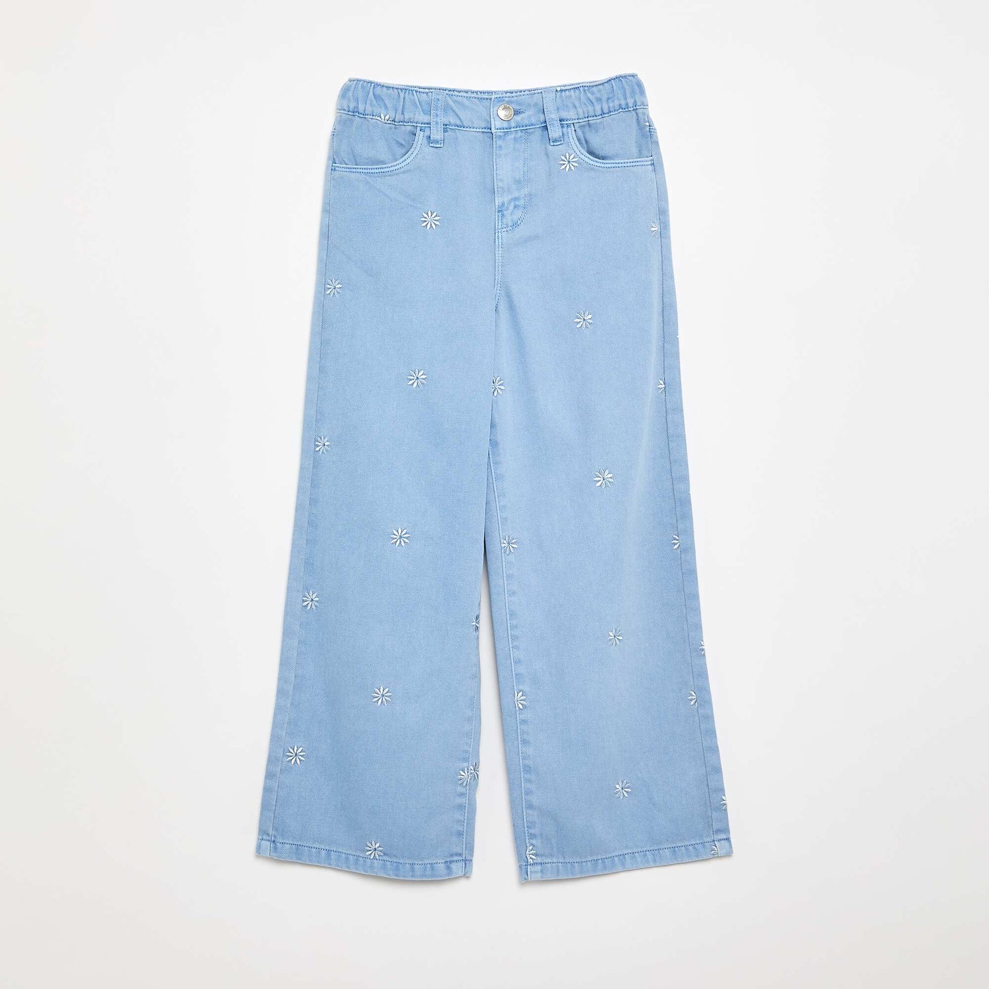 Pantalon brodé en denim BLEU