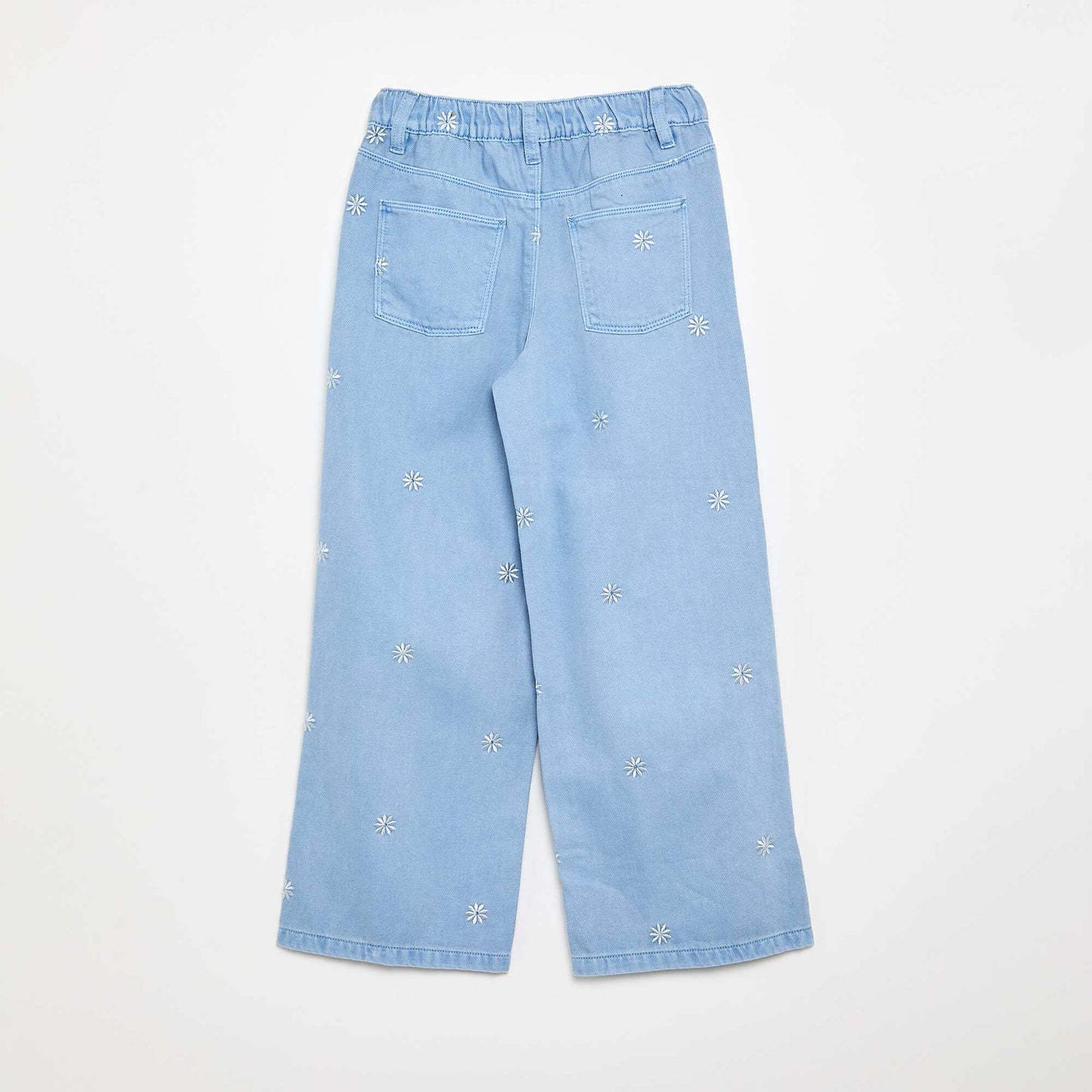 Pantalon brodé en denim BLEU