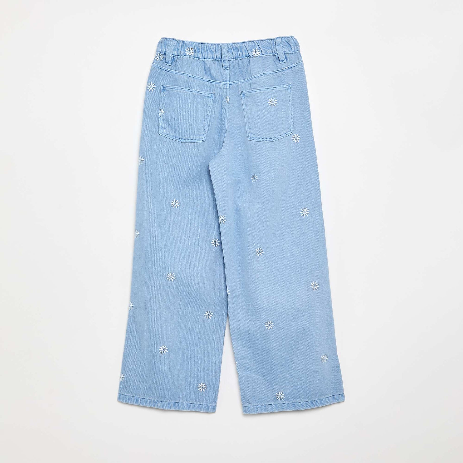 Pantalon brodé en denim BLEU