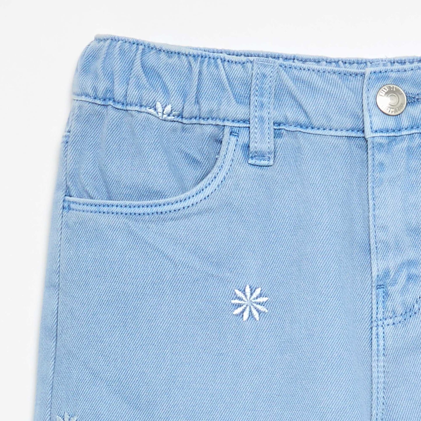 Pantalon brodé en denim BLEU