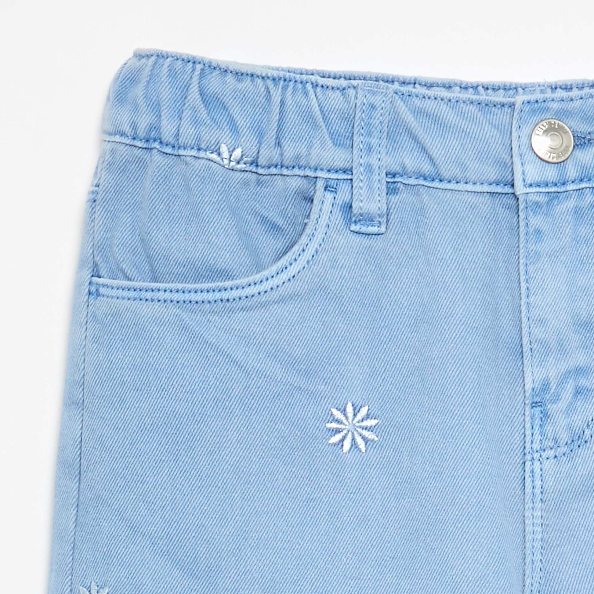 Pantalon brodé en denim BLEU