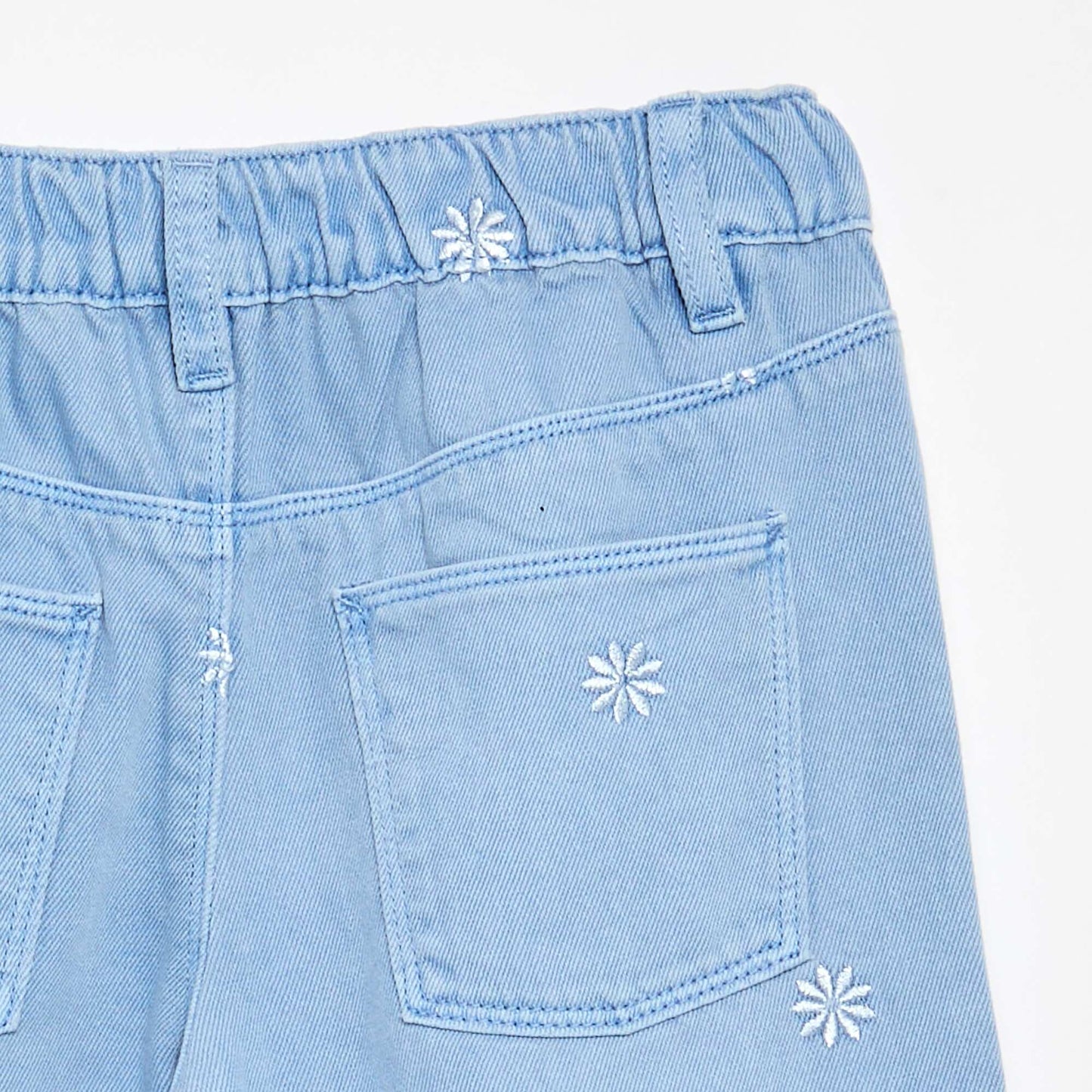 Pantalon brodé en denim BLEU