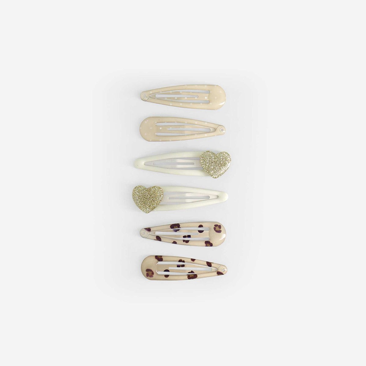 Lot de 6 pinces clic clac BEIGE
