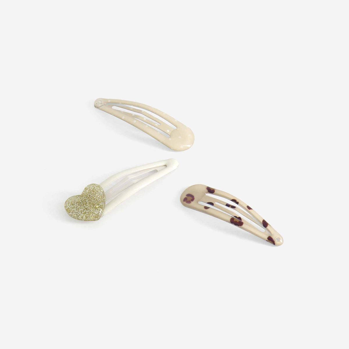 Lot de 6 pinces clic clac BEIGE
