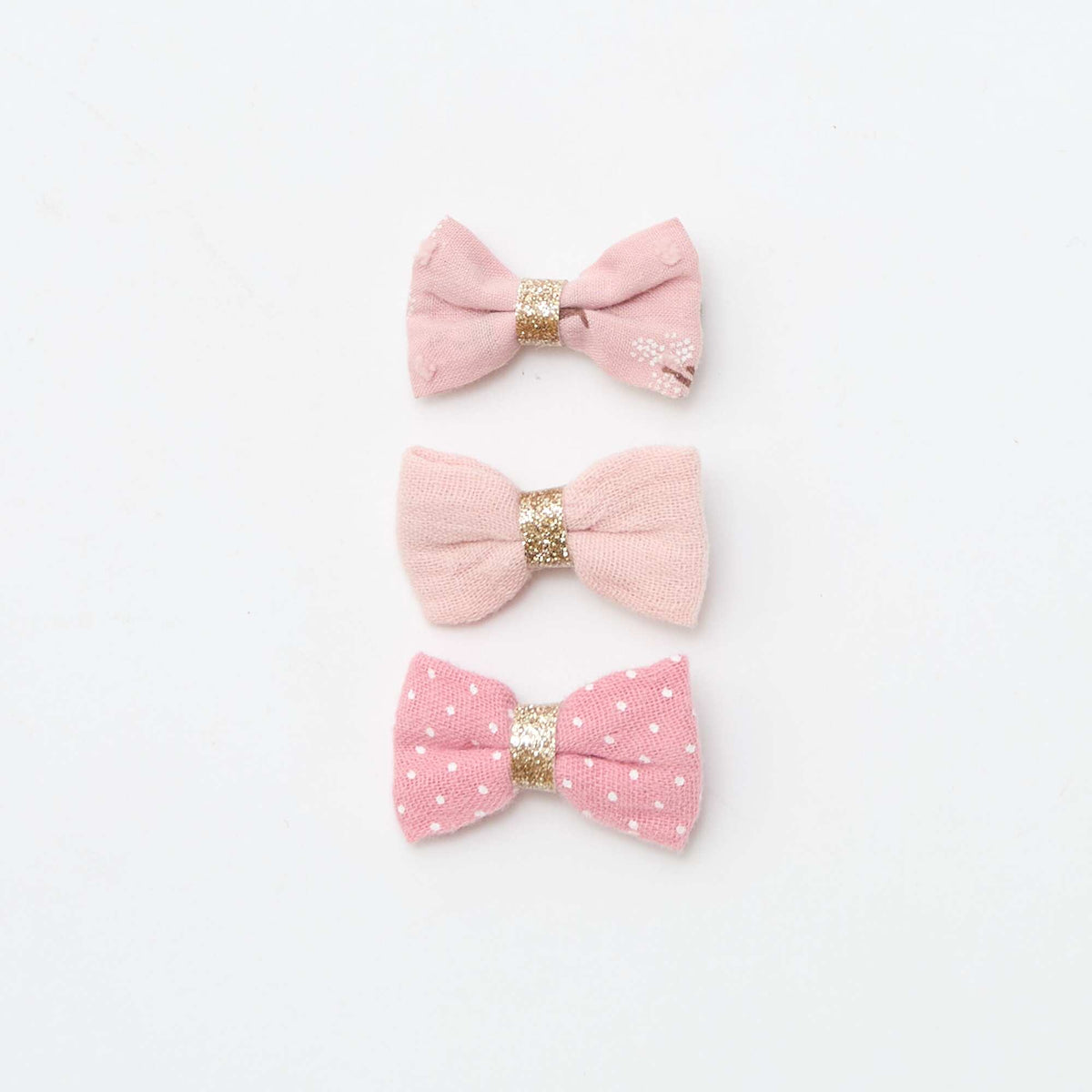 Lot de 3 pinces croco nœuds ROSE