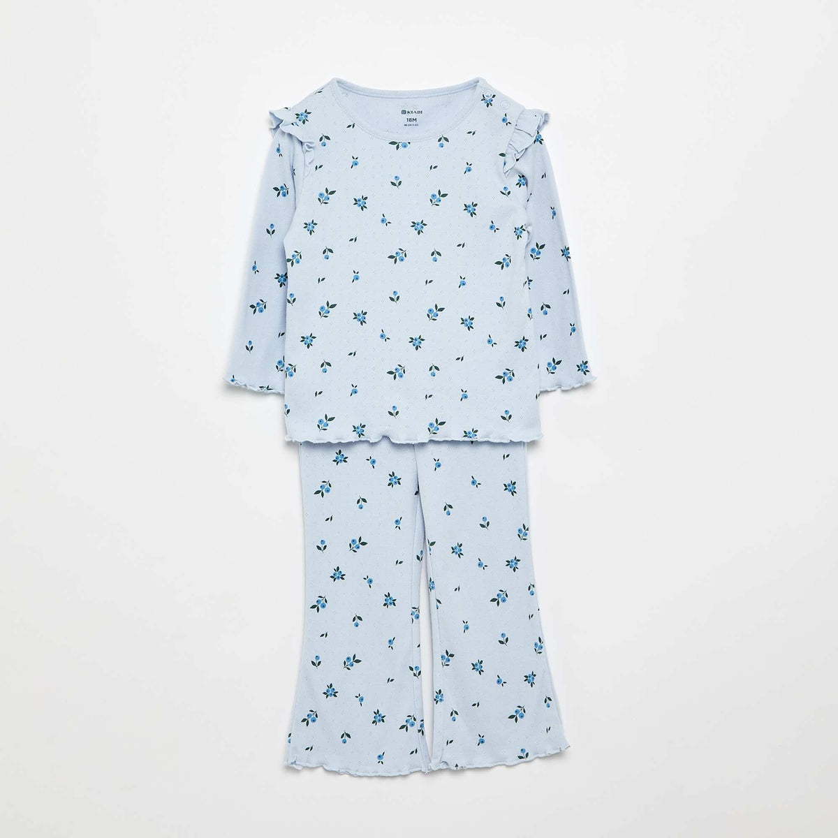 T-shirt en maille pointelle + pantalon - 2 pièces BLEU
