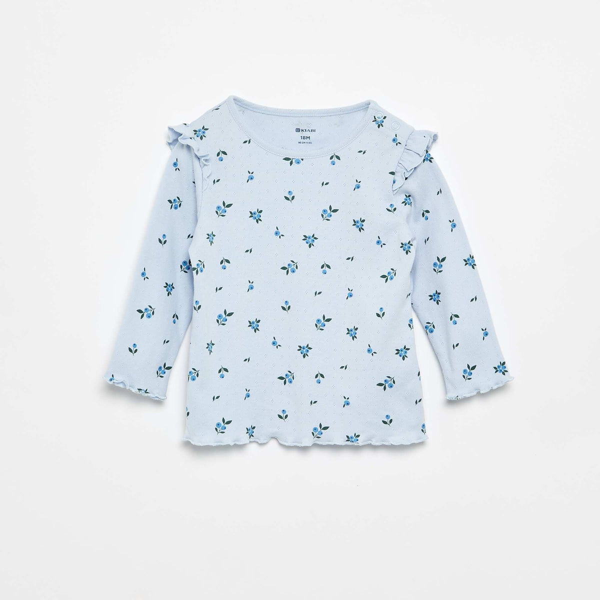 T-shirt en maille pointelle + pantalon - 2 pièces BLEU