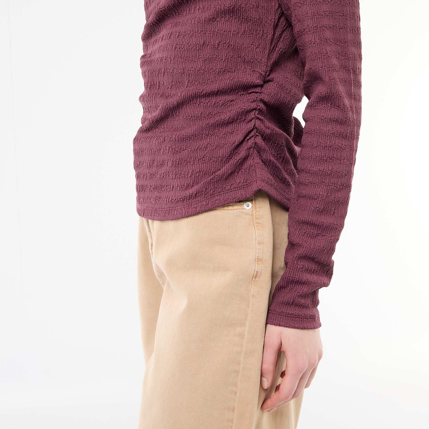 T-shirt manches longues en maille gaufrée VIOLET